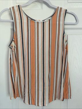 mine Striped Sleeveless Tank Top - Orange, White & Navy
